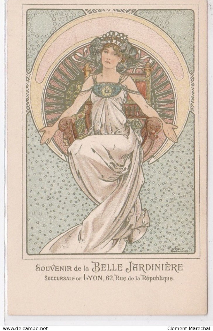 MUCHA Alphons : "femme Au Trone"  Avec Publicité De La Belle Jardinière De Lyon - Très Bon état - Mucha, Alphonse