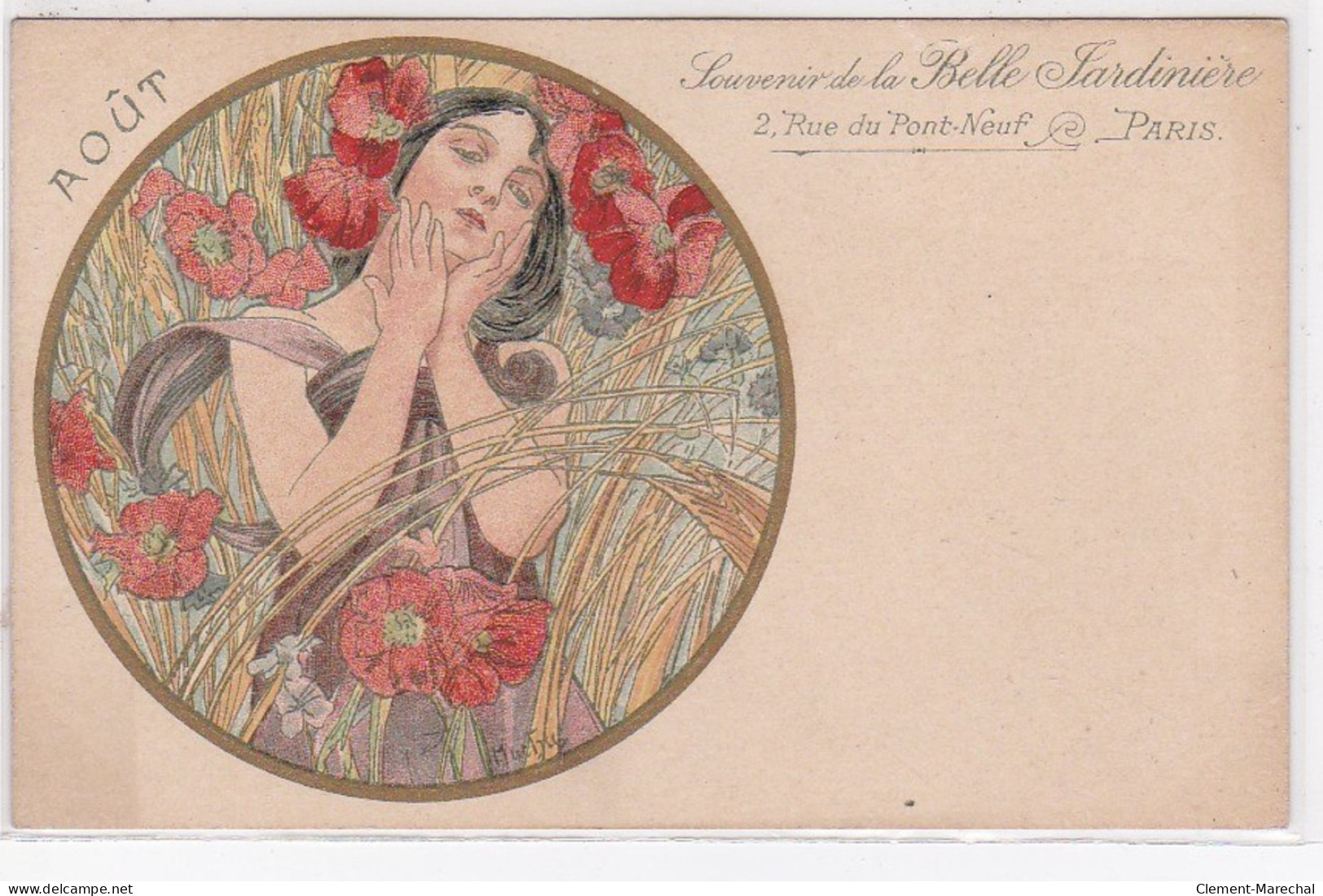 MUCHA Alphons : "le Mois D'Aout"  Avec Publicité De La Belle Jardinière De Paris - Très Bon état - Mucha, Alphonse