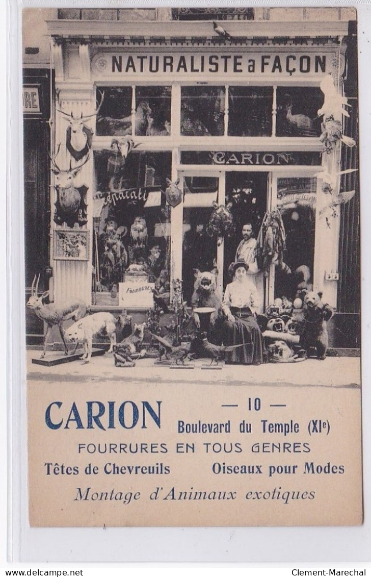 PARIS 11ème : Naturaliste Fourreur CARION Au 10 Boulevard Du Temple (ours Empaillé) - Très Bon état - Arrondissement: 11
