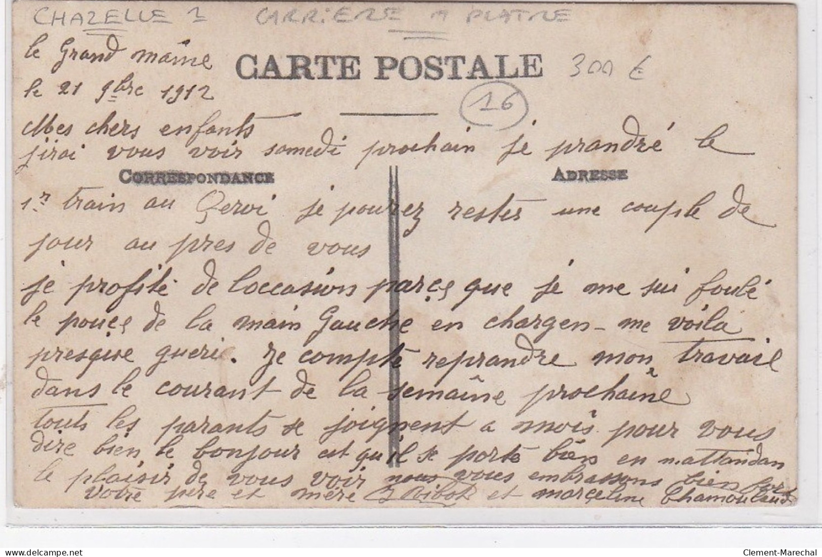 Environs De CHAZELLE : Carte Photo D'ouvriers Dans Une Carrière à Platres - Très Bon état - Other & Unclassified