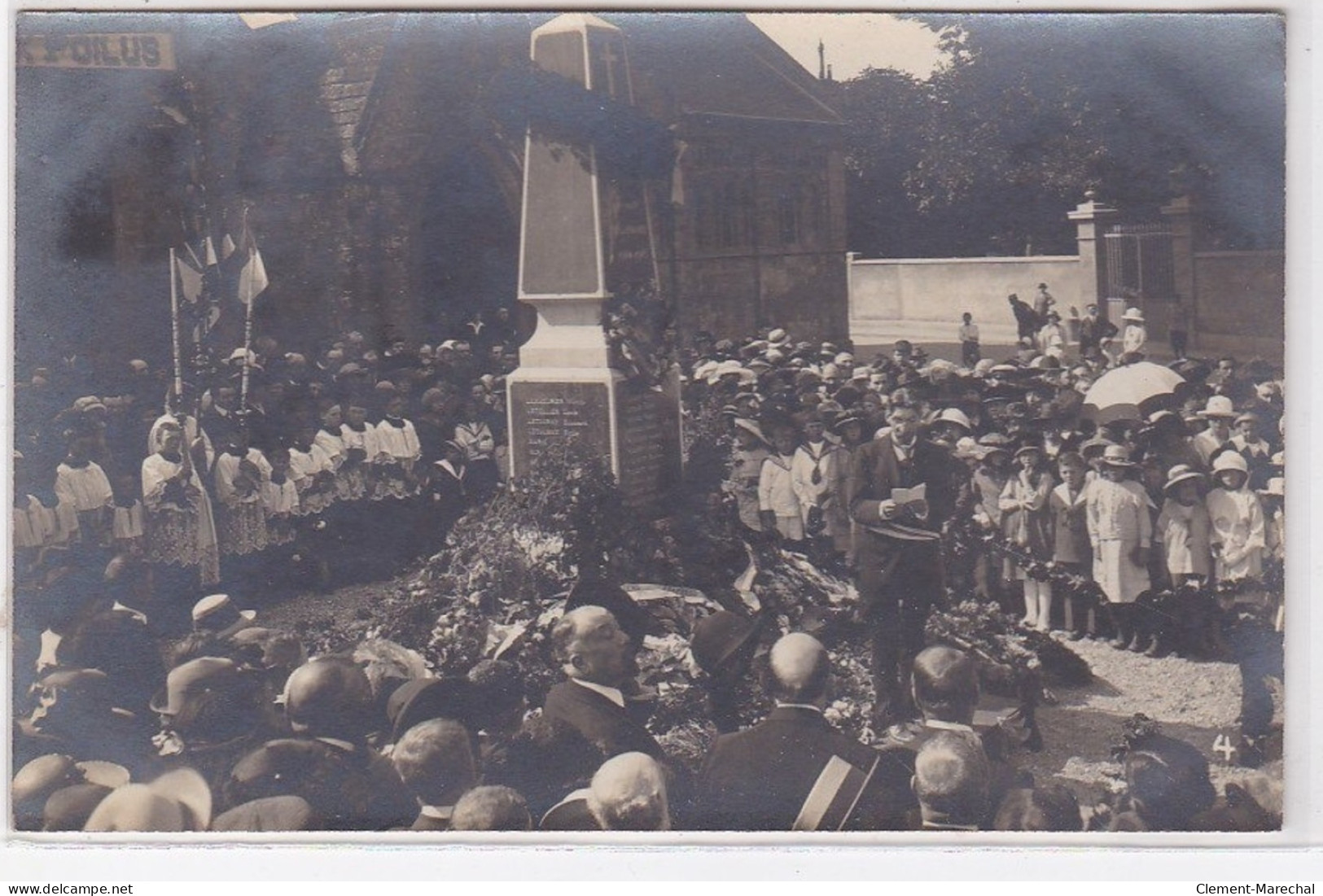 BERNIERES SUR MER : Lot De 2 Cartes Photo De L'inauguration Du Monument Aux Morts En 1920 - Très Bon état - Autres & Non Classés