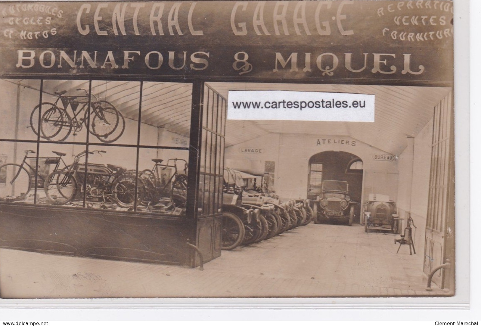 MILLAU : Carte Photo Du Garage Automobile - Moto Central BONNAFOUS Et MIQUEL - Très Bon état - Millau