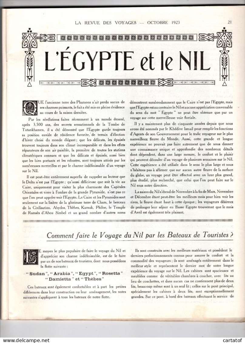 LA REVUE DES VOYAGES . Octobre 1923 N° 10 . THOS COOK & SONS PARIS . Tourisme . Les Ruines D'EDFOU - Tourism