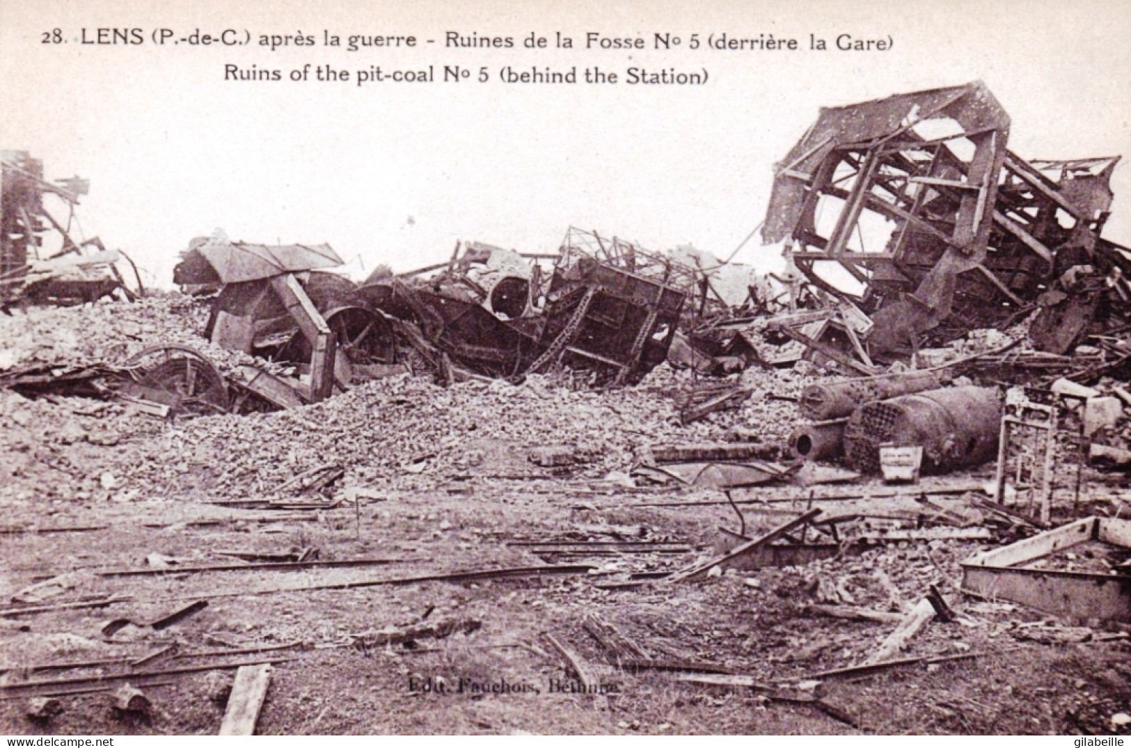 62 - Pas De Calais - LENS Apres La Guerre  - Ruines De La Fosse N°5 - Derriere La Gare - Lens