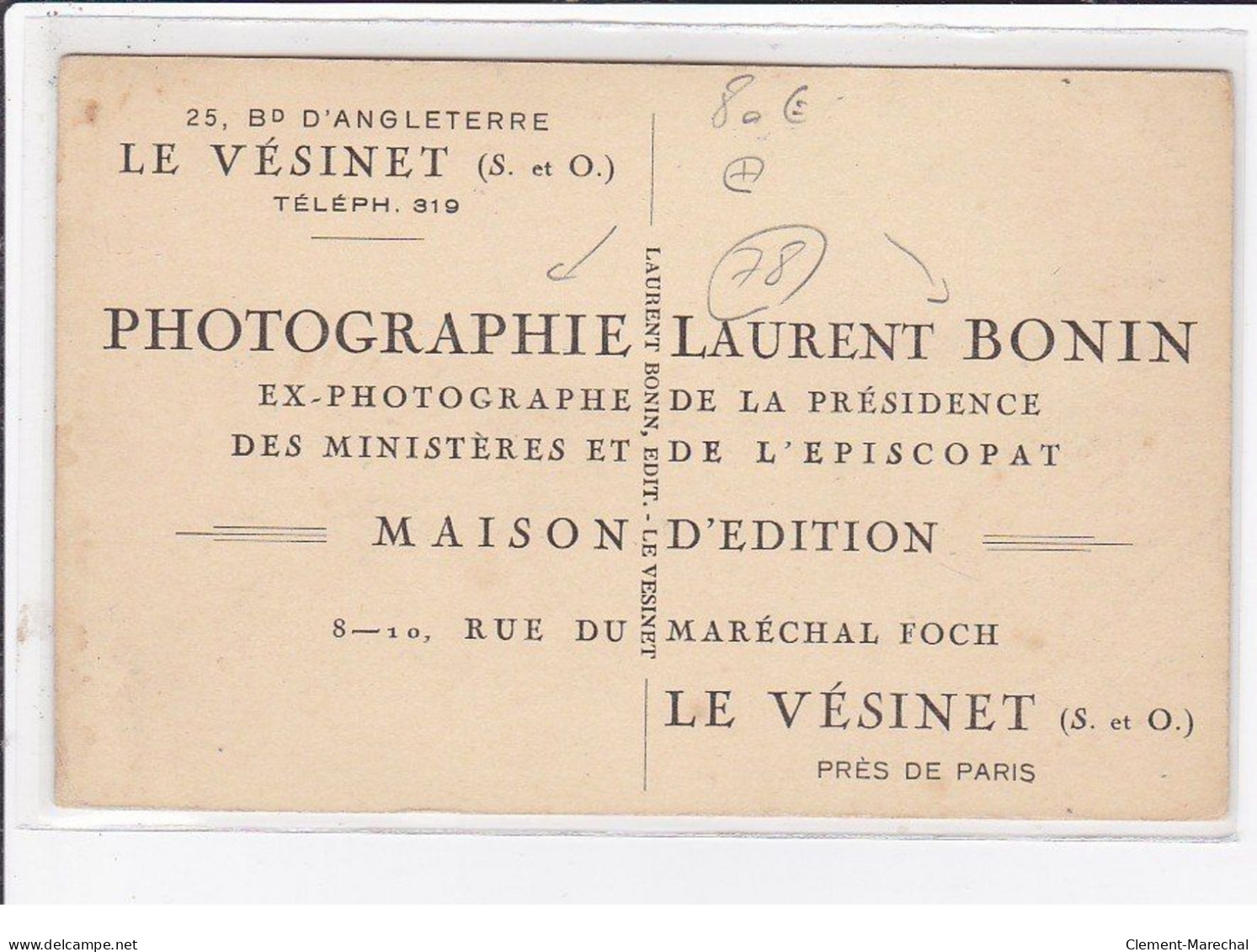 LE VESINET : Publicité Pour Le Photographe Laurent BONIN - Très Bon état - Le Vésinet