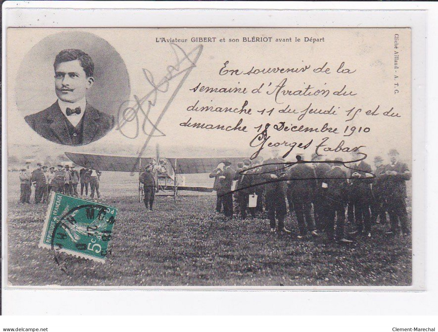 AVIATION : Carte Photo Avec Autographe De L'aviateur GIBERT En 1910 - Très Bon état - Piloten