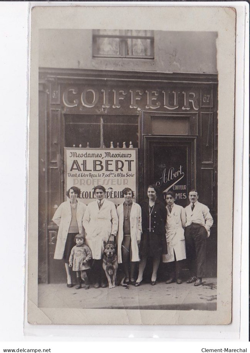 A LOCALISER : Carte Photo D'un Salon De Coiffure ALBERT (coiffeur) - Bon état - Photos