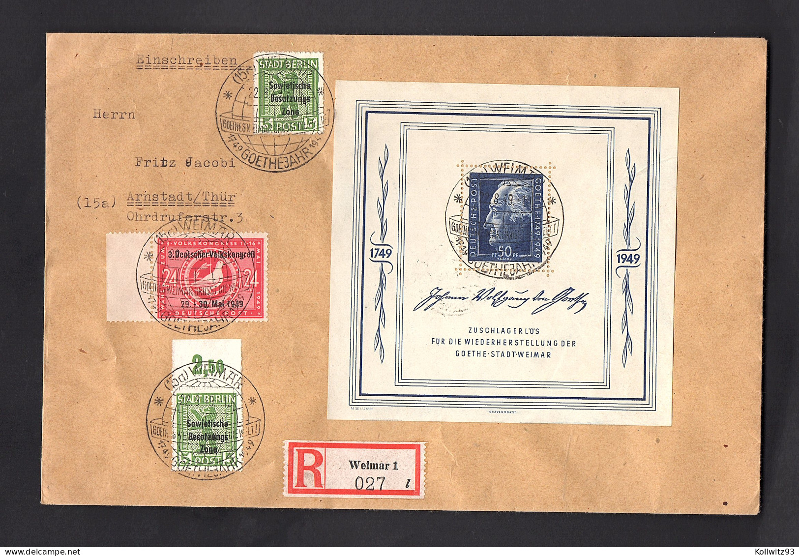 SBZ., Mi.-Nr. Block 6 U.a. Auf  Portorichtige FDC , FA. Mayer. - Other & Unclassified