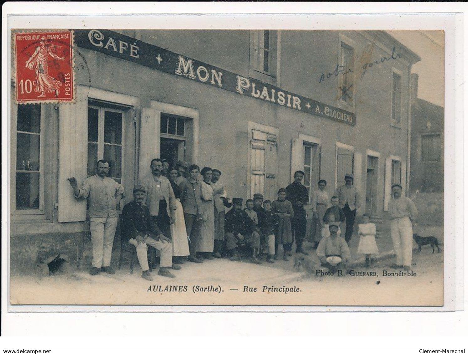 AULAINES : Rue Principale, Café Mon Plaisir, A.CLOCHEAU - état - Other & Unclassified