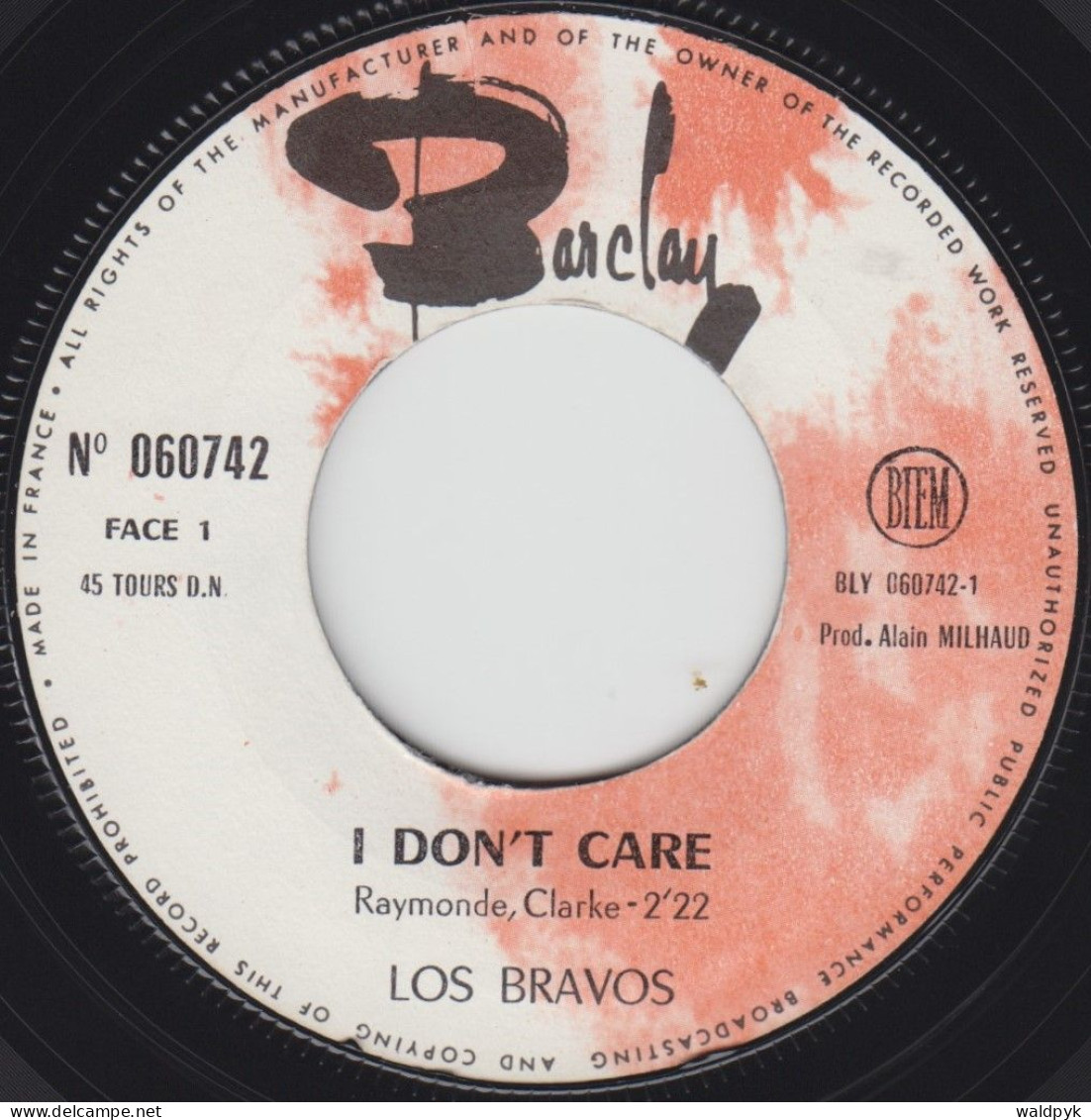 LOS BRAVOS - I Don't Care - Other - English Music