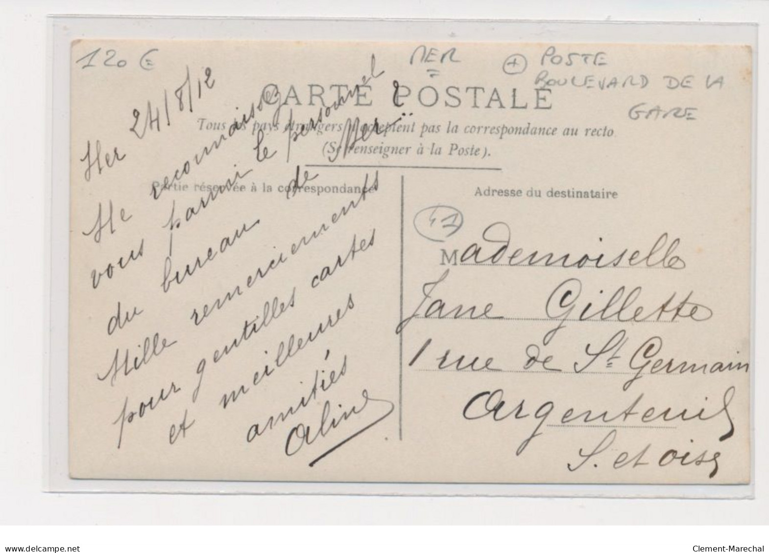 MER - Carte Photo - Bureau De Poste - Boulevard De La Gare - Très Bon état - Autres & Non Classés