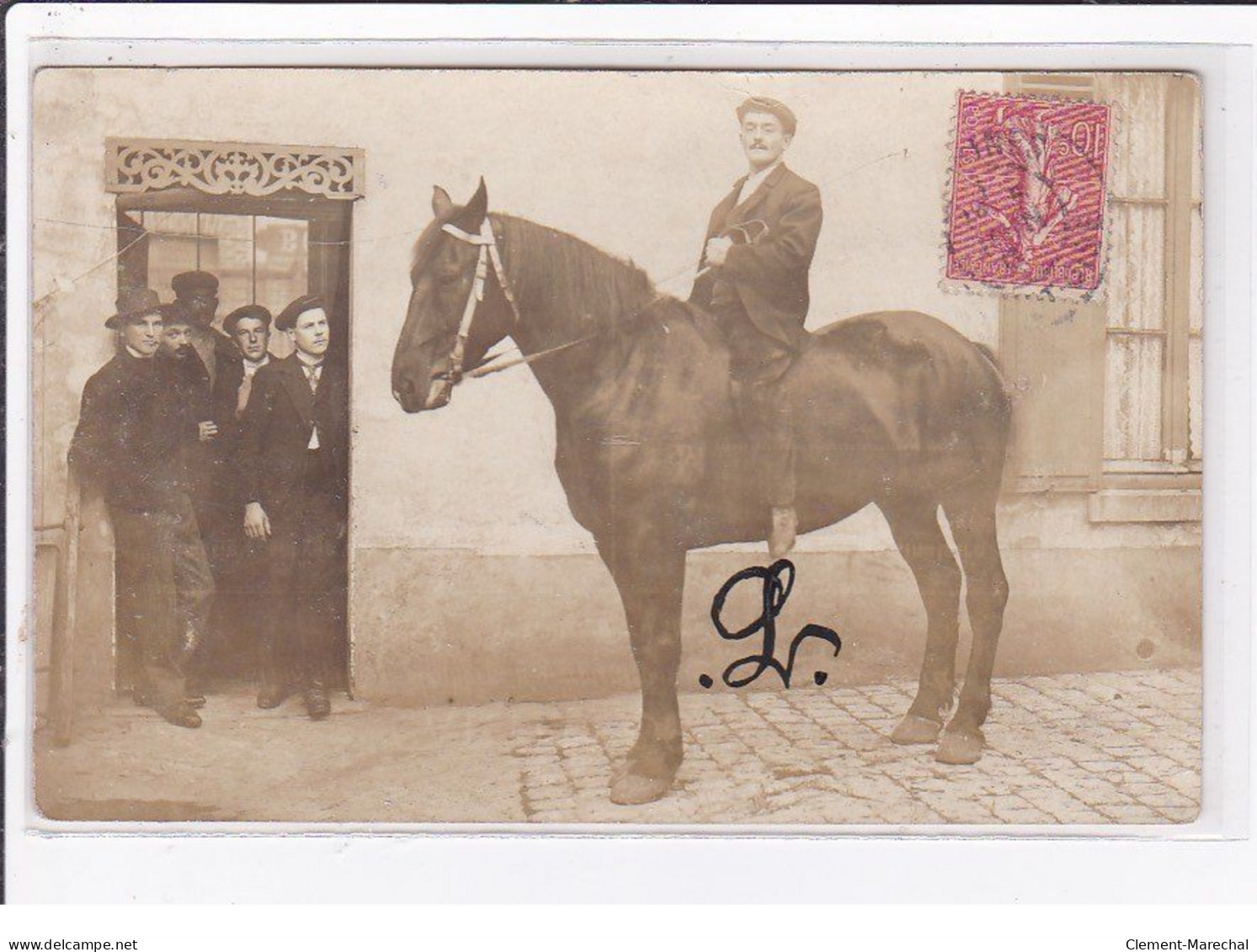 MARINES : Carte Photo D'un Homme à Cheval (cachet De Départ) - Très Bon état - Altri & Non Classificati