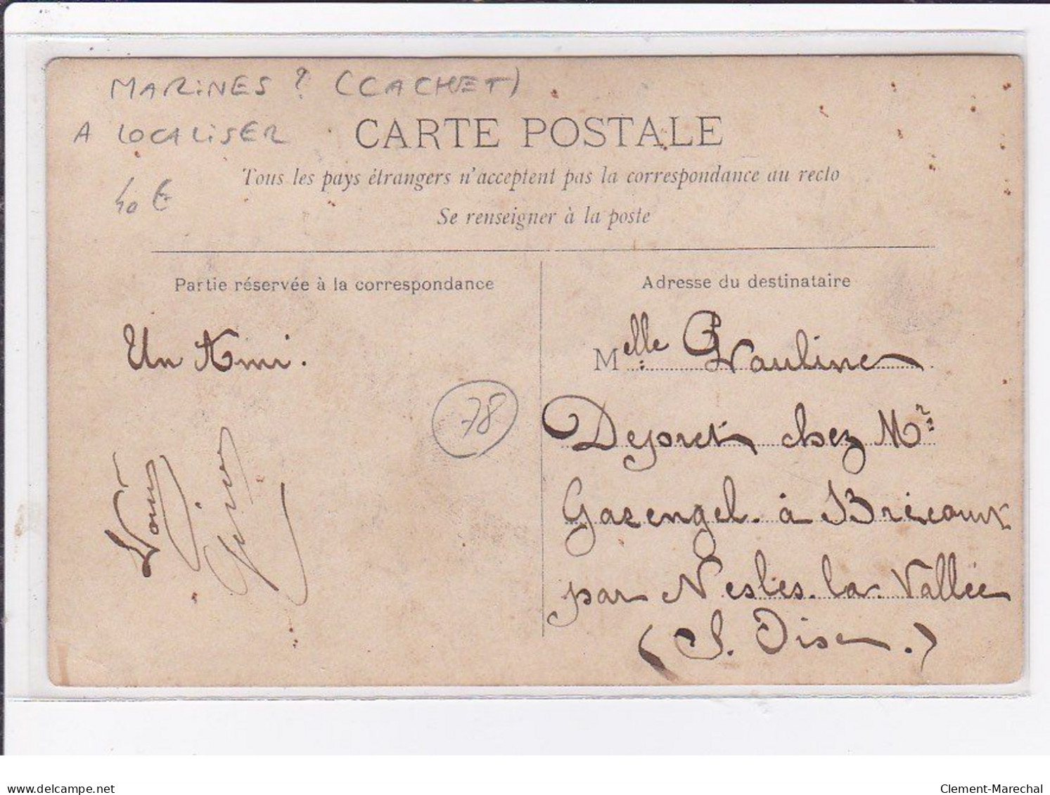 MARINES : Carte Photo D'un Homme à Cheval (cachet De Départ) - Très Bon état - Other & Unclassified