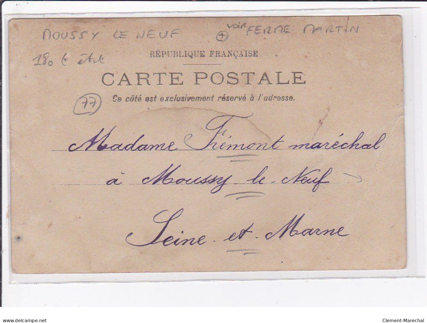 MOUSSY LE NEUF : Carte Photo De La Ferme Martin - état - Other & Unclassified