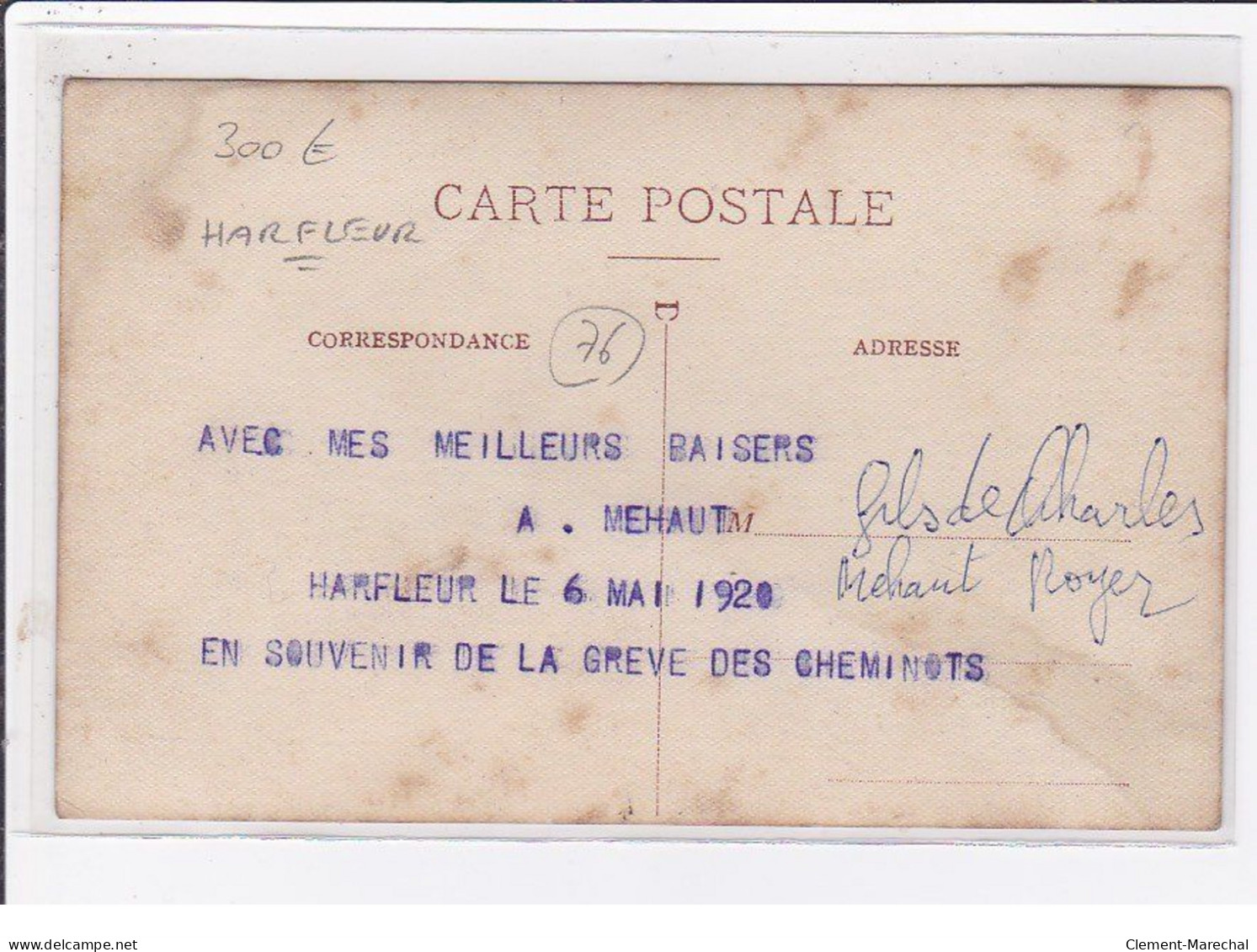 HARFLEUR : Carte Photo Des Grèves Des Cheminots En Mai 1920 - Bon état - Harfleur