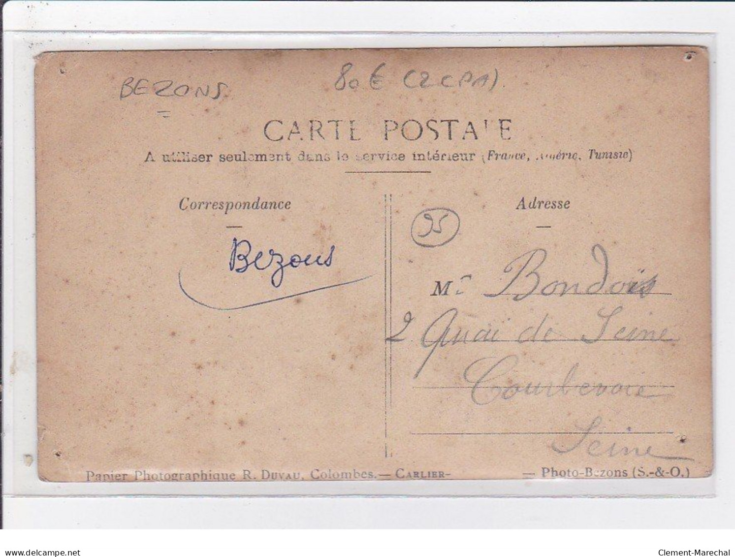 BEZONS : Lot De 2 Cartes Photo - état - Bezons