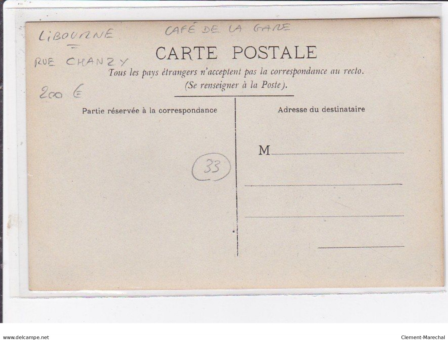 LIBOURNE : Carte Photo Du Café De La Gare Rue Chanzy - Très Bon état - Libourne