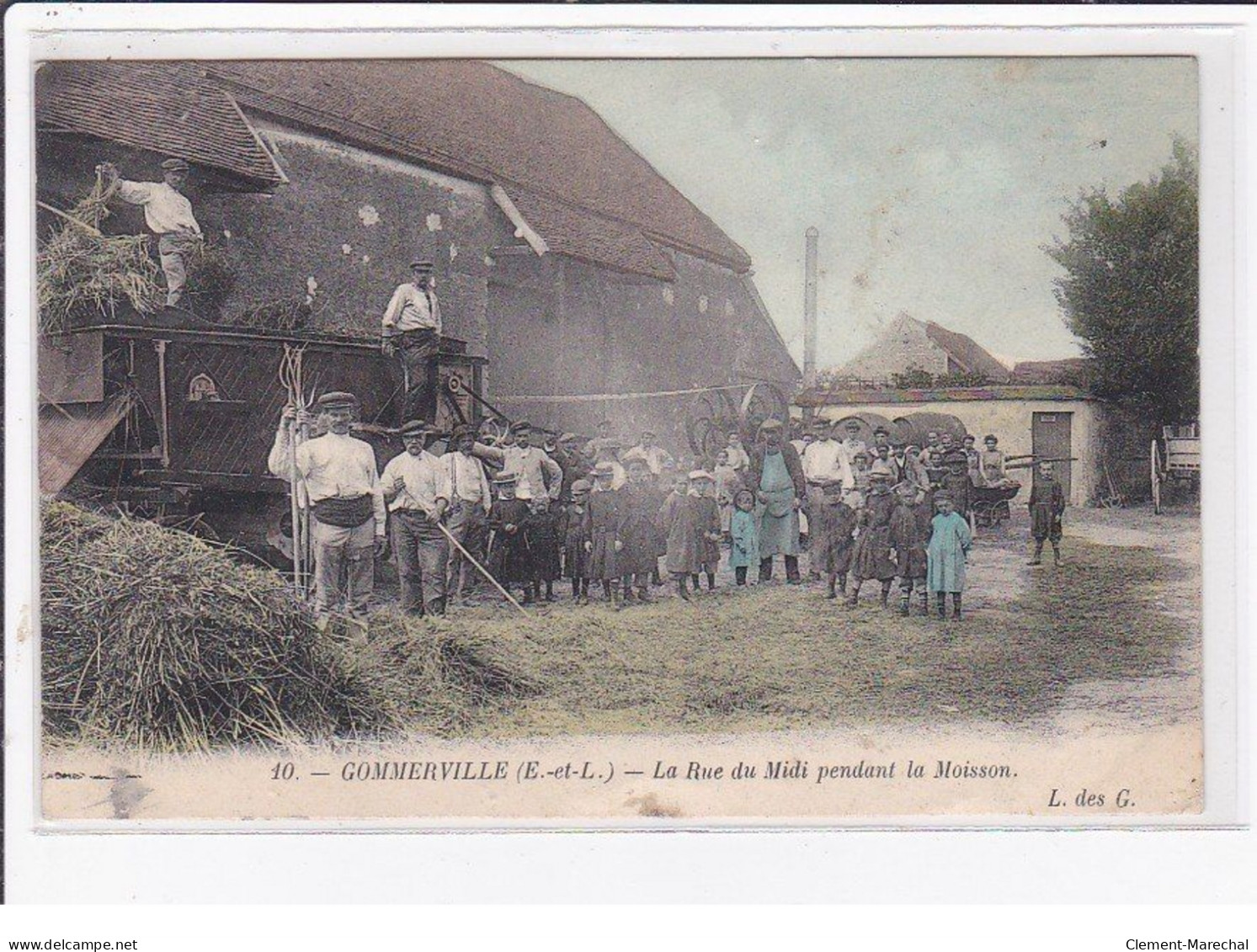 GOMMERVILLE : La Rue Du Midi Pendant Les Moissons - Bon état - Other & Unclassified