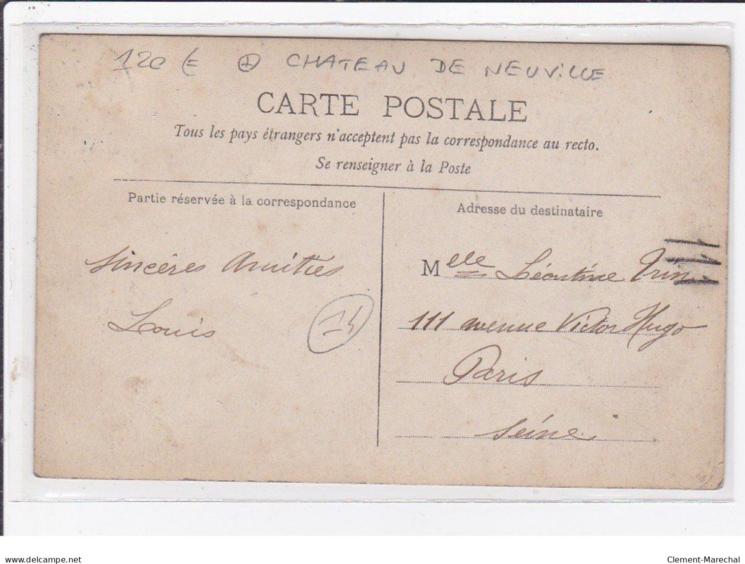 Carte Photo Du Chateau De NEUVILLE (avec Le Personnel) - Très Bon état - Other & Unclassified