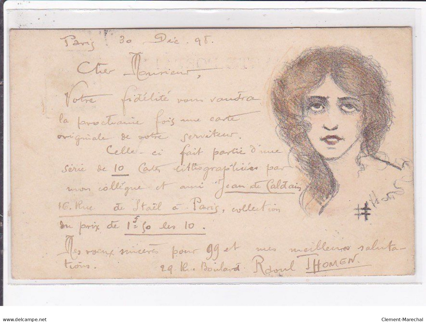 Jean De CALDAIN : Lot De 8 Cartes Postales De 1898 (femmes) Autographe De Raoul THOMEN - Bon état Général - Sonstige & Ohne Zuordnung