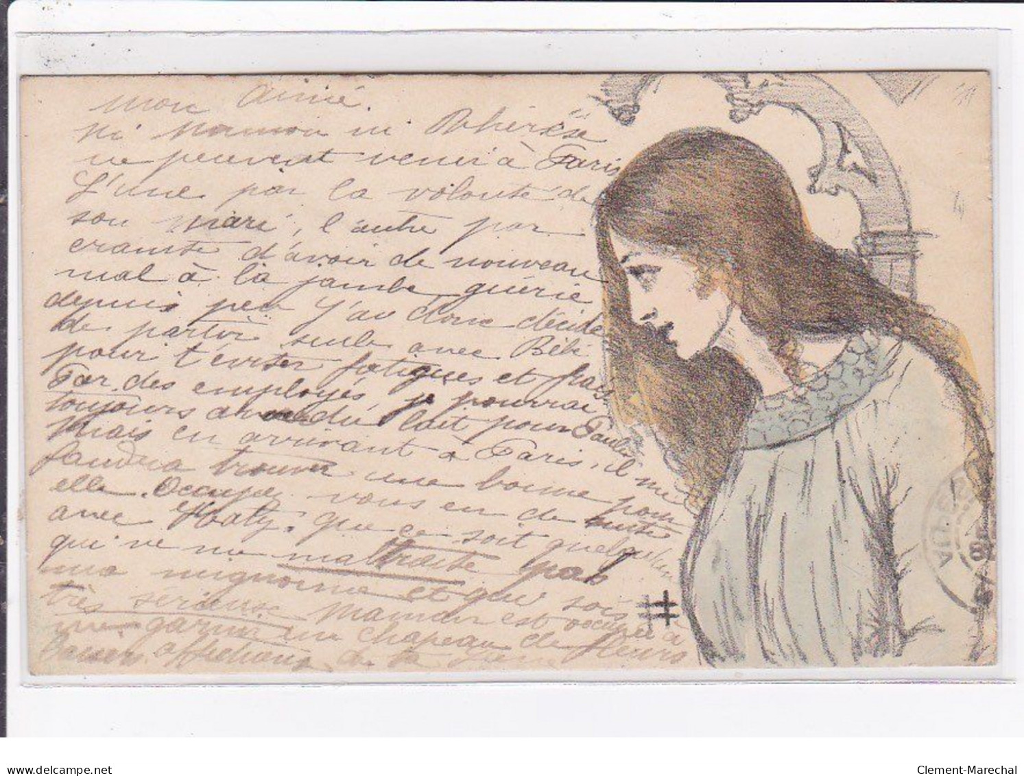 Jean de CALDAIN : lot de 8 cartes postales de 1898 (femmes) autographe de Raoul THOMEN - bon état général