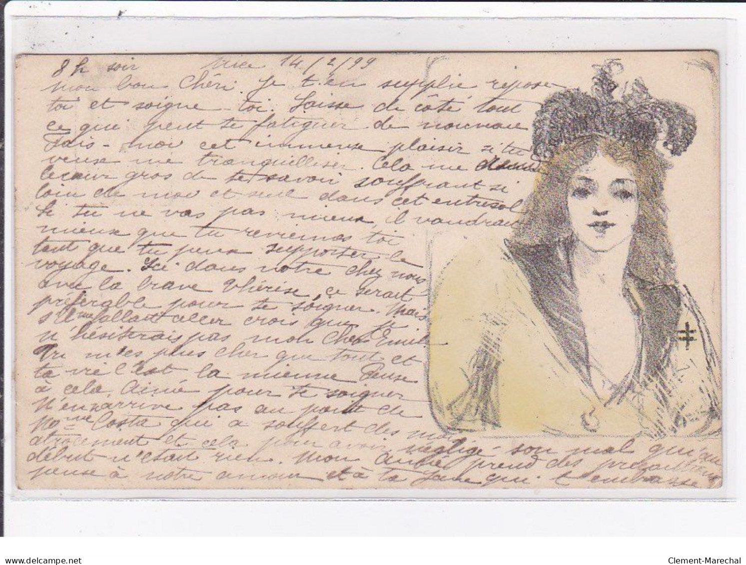 Jean de CALDAIN : lot de 8 cartes postales de 1898 (femmes) autographe de Raoul THOMEN - bon état général
