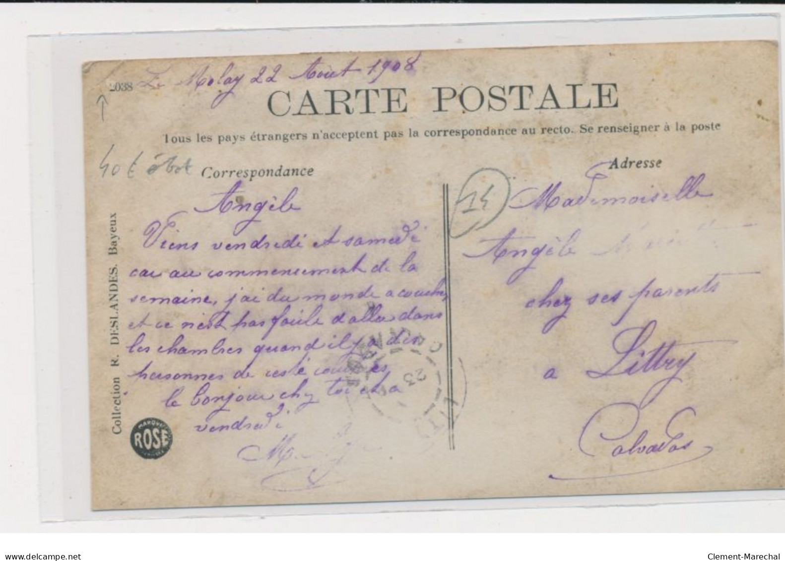 BAYEUX - Courses - 19 Juillet 1908 - Les Tribunes - état - Bayeux