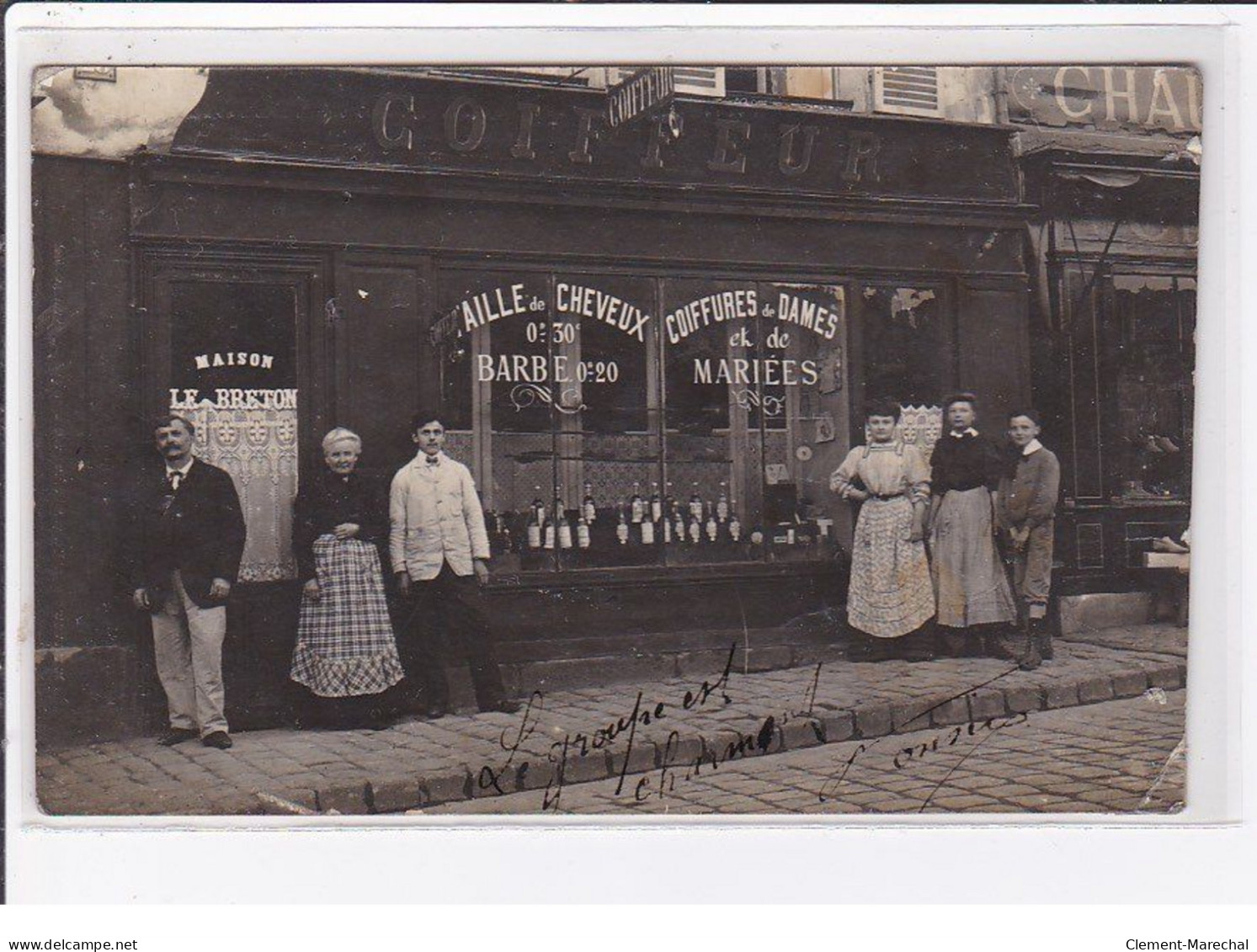 PONTOISE : Carte Photo Du Salon De Coiffure LE BRETON (coiffeur) - état - Pontoise