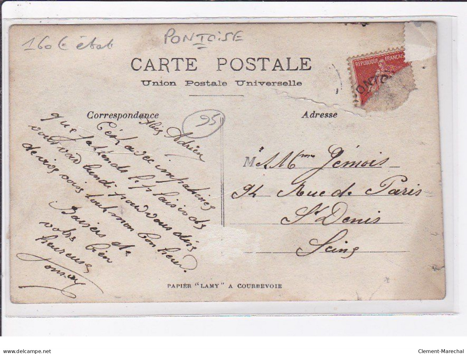 PONTOISE : Carte Photo Du Salon De Coiffure LE BRETON (coiffeur) - état - Pontoise