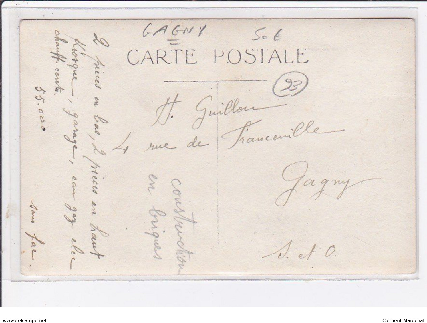 GAGNY : Carte Photo D'une Maison Au 4 Rue De Franceville - Très Bon état - Gagny