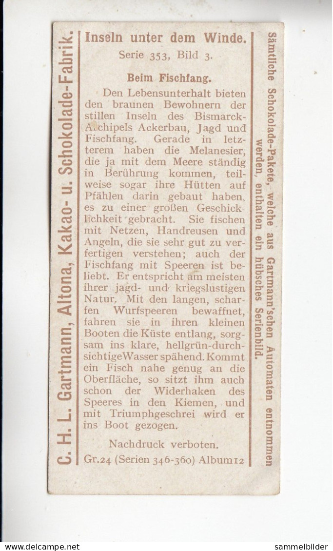 Gartmann  Inseln Unter Dem Winde Beim Fischfang Melanesier  Neu - Guinea    Serie 353 #3 Von 1912 - Sonstige & Ohne Zuordnung