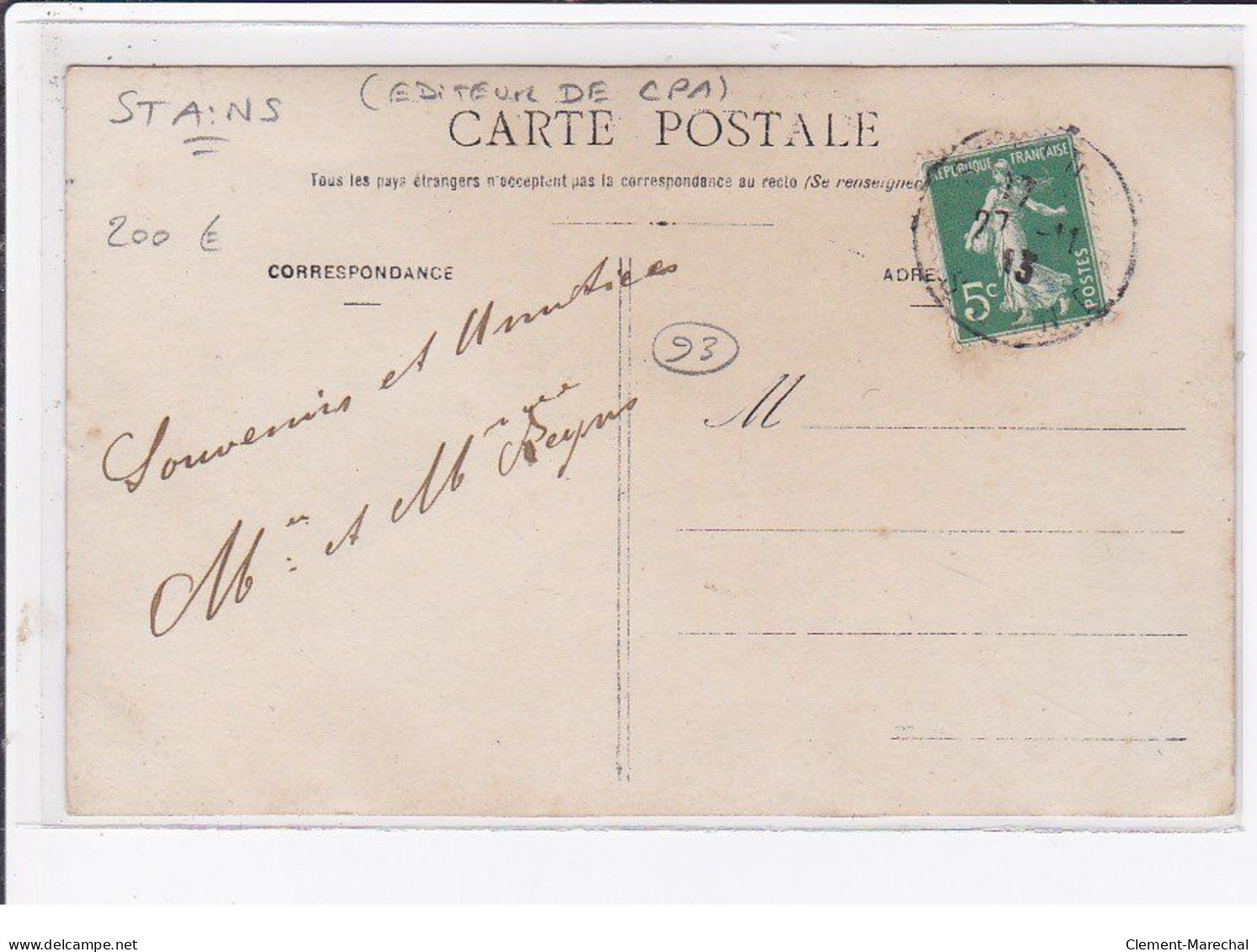 STAINS : Carte Photo Du Salon De Coiffure REYNS (coiffeur - éditeur De Cartes Postales Anciennes) - Très Bon état - Stains