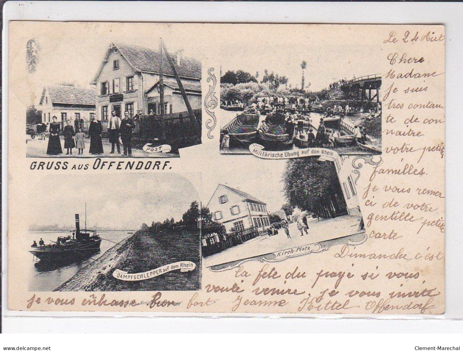 OFFENDORF : Gruss Aus - La Poste - Militaires - Place De L'église - Très Bon état - Other & Unclassified