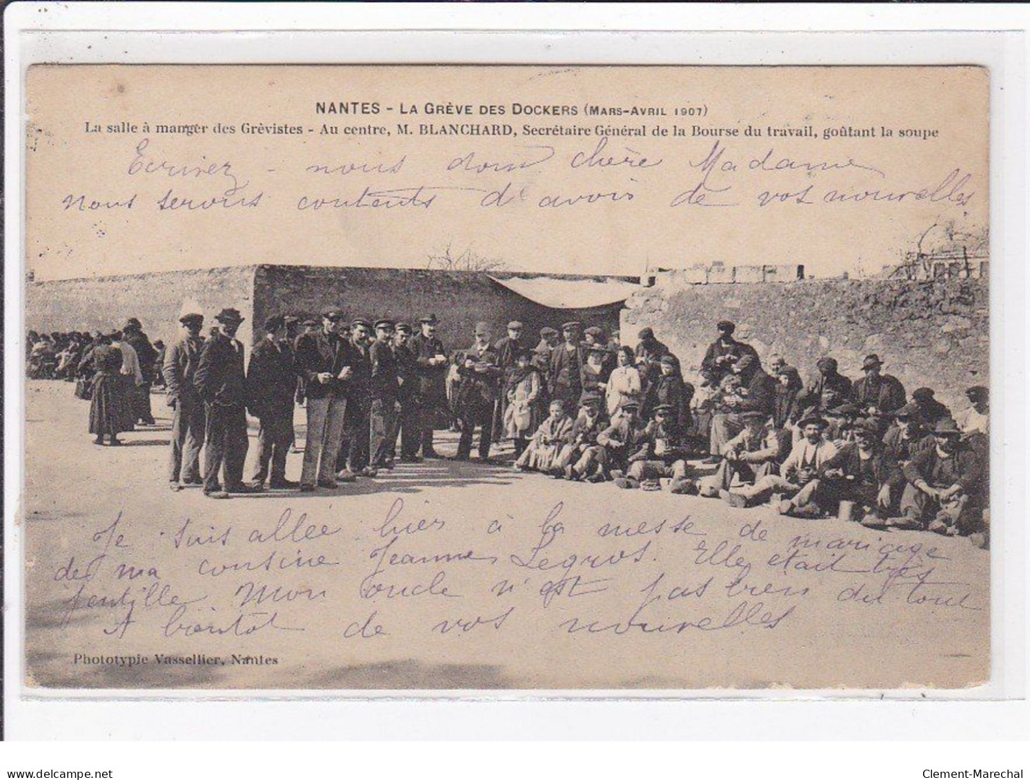 NANTES : La Grève Des Dockers En 1907 - La Salle à Manger Des Grèvistes - Très Bon état - Nantes
