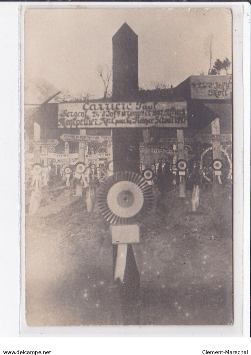 MONTPELLIER : Carte Photo De La Tombe Du Soldat Paul CARRIERE (guerre 14-18 - Militaire) - Très Bon état - Montpellier