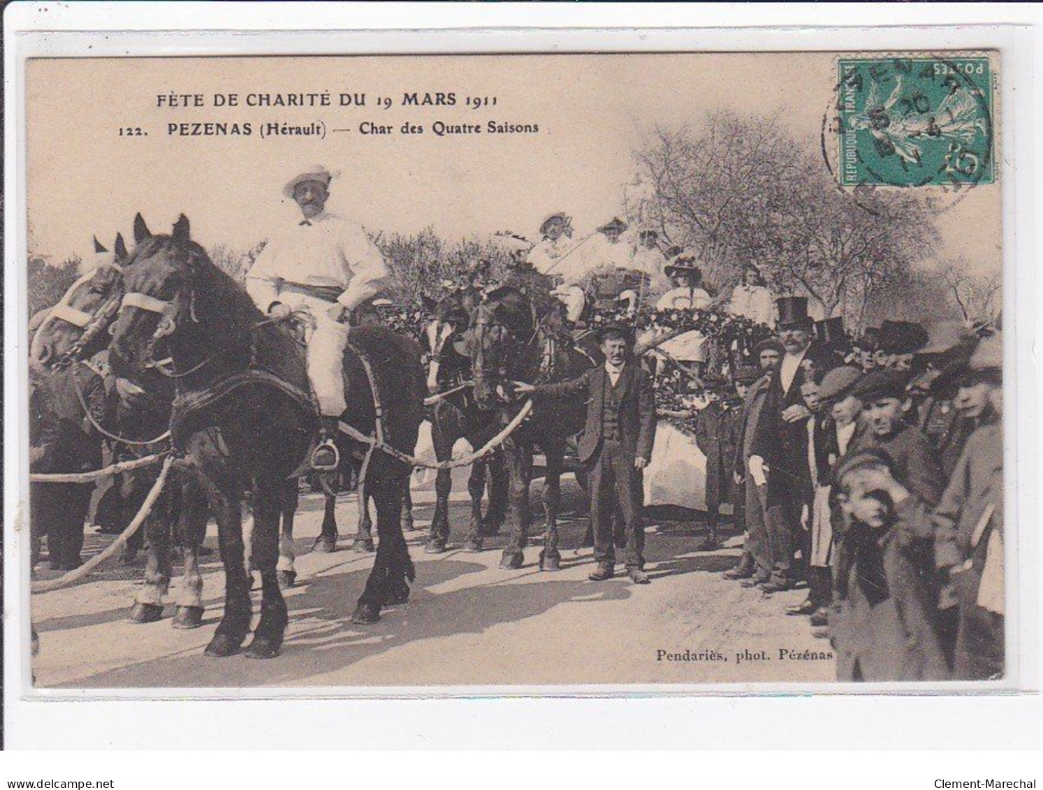 PEZENAS : Fêtes De Charité 1911 - Le Char Des Quatre Saisons - Très Bon état - Pezenas