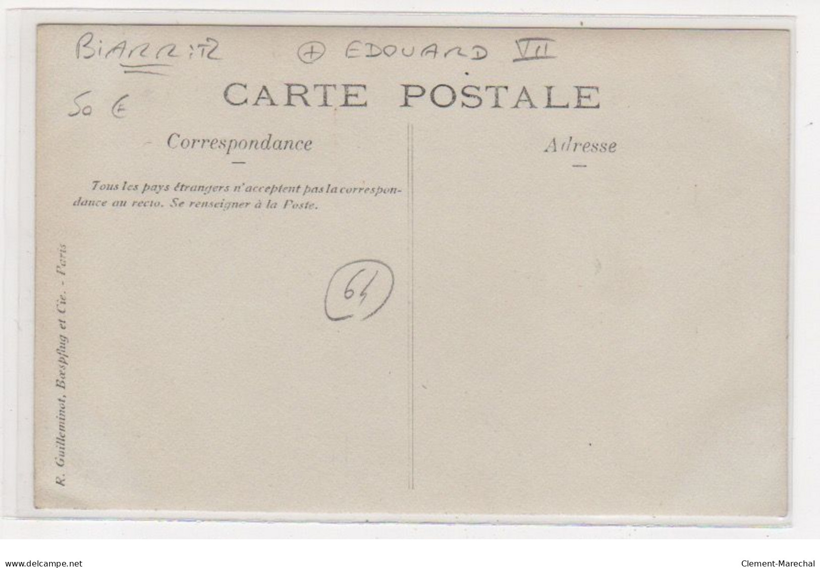 BIARRITZ : Carte Photo D'Edouard VII - Très Bon état - Biarritz