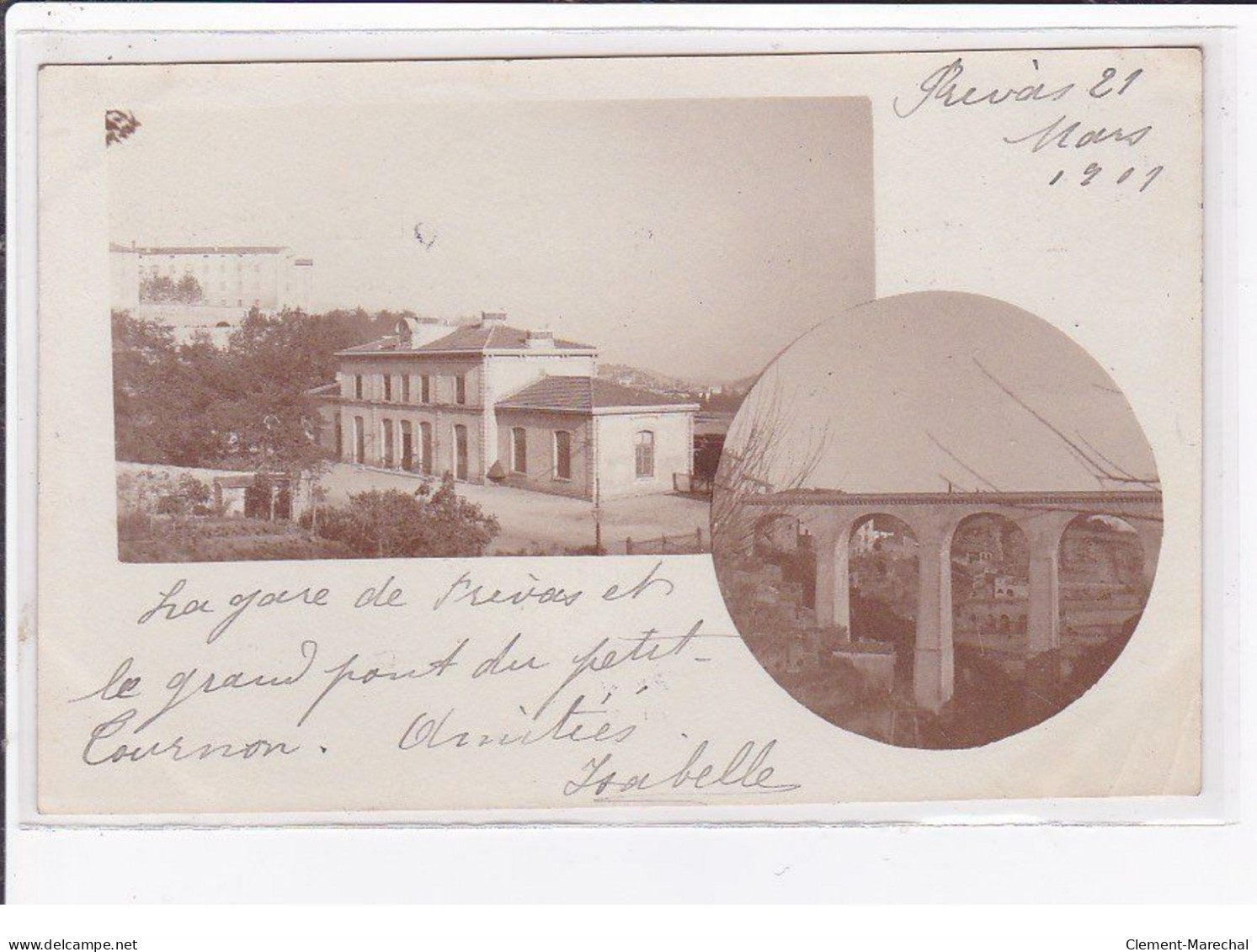 PRIVAS : Carte Photo De La Gare Et Du Grand Pont Du Petit Tournon En 1901 - Très Bon état - Privas