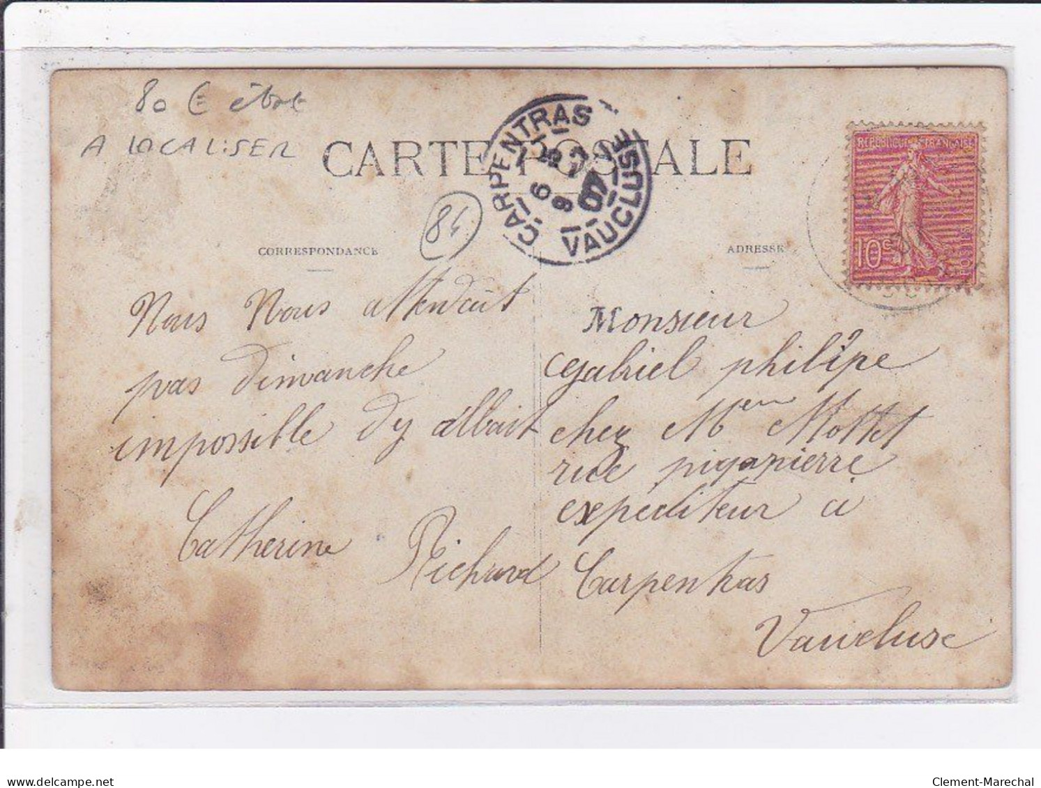 A LOCALISER : Carte Photo (cachet De Départ Du 84) - état - Altri & Non Classificati