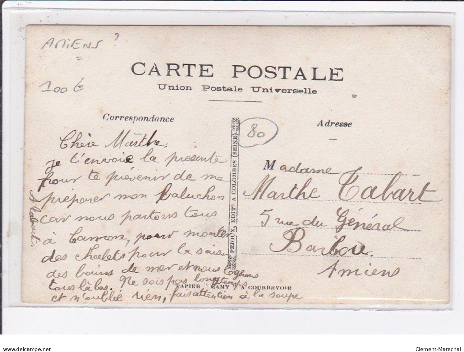 AMIENS ? : Carte Photo (cachet De Départ) - Très Bon état - Amiens