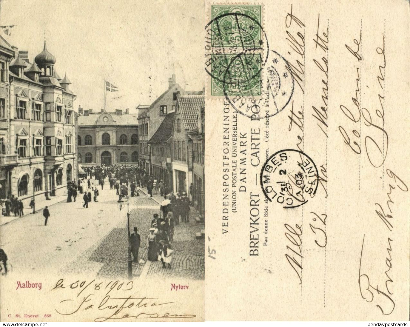 Denmark, AALBORG ÅLBORG, Nytorv, Street Scene (1903) Postcard - Danemark