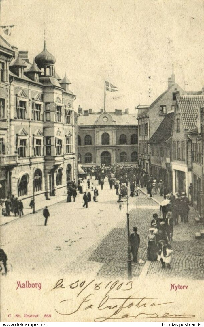 Denmark, AALBORG ÅLBORG, Nytorv, Street Scene (1903) Postcard - Danemark