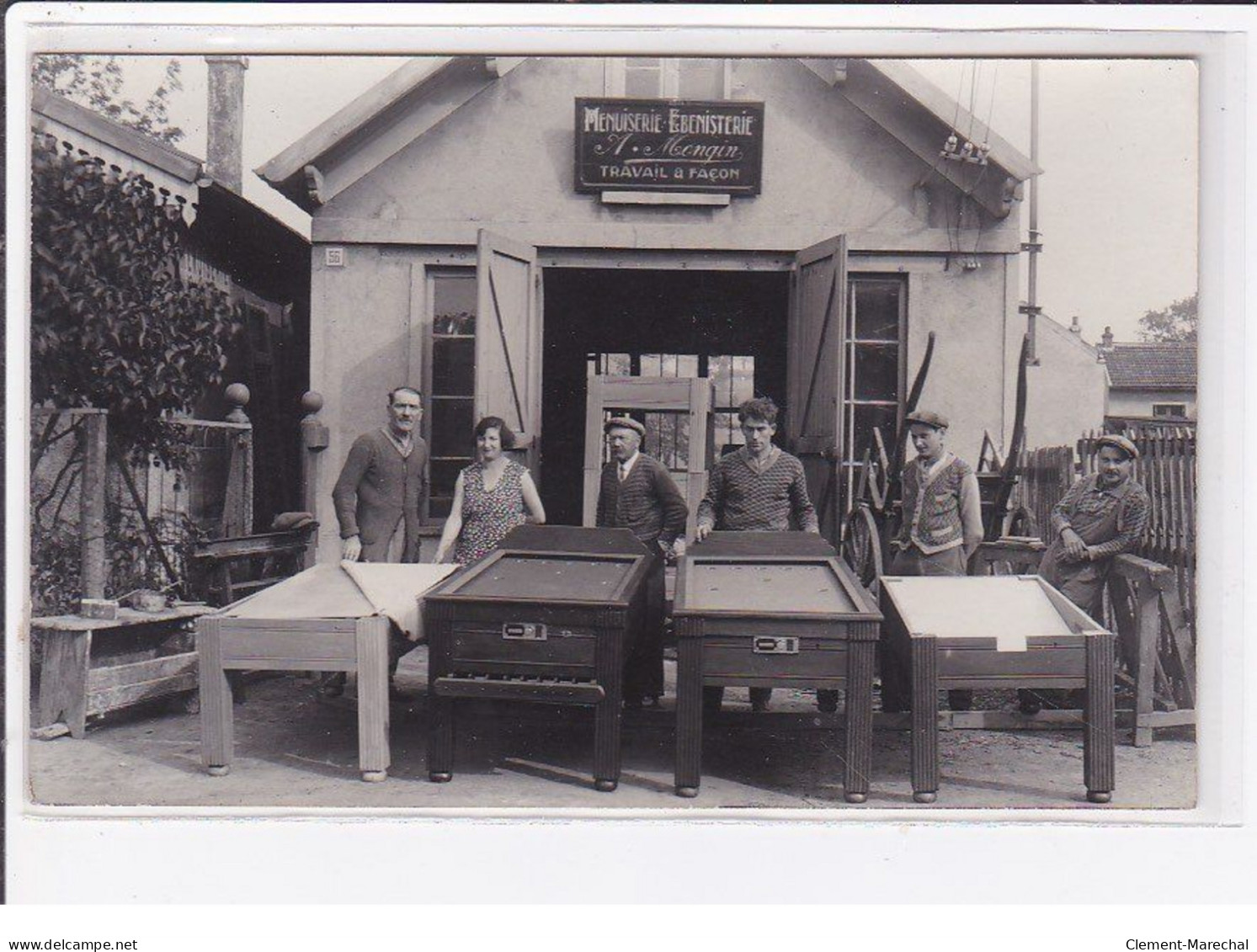 LE PIN ? : Carte Photo De L'atelier De Menuiserie Ebenisterie MONGIN (fabrique De Jeux Anciens - Culbuto) Rue De Verdun? - Sonstige & Ohne Zuordnung