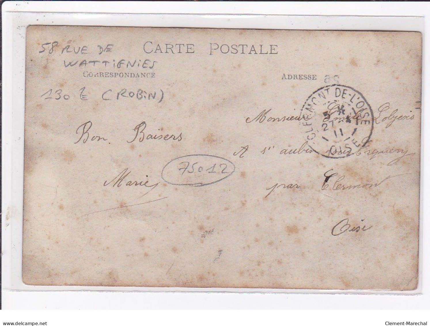 PARIS 12 ème : Carte Photo Du Salon De Coiffure ROBIN Au 58 Rue De Wattignies - Bon état (traces Au Dos) - Paris (12)