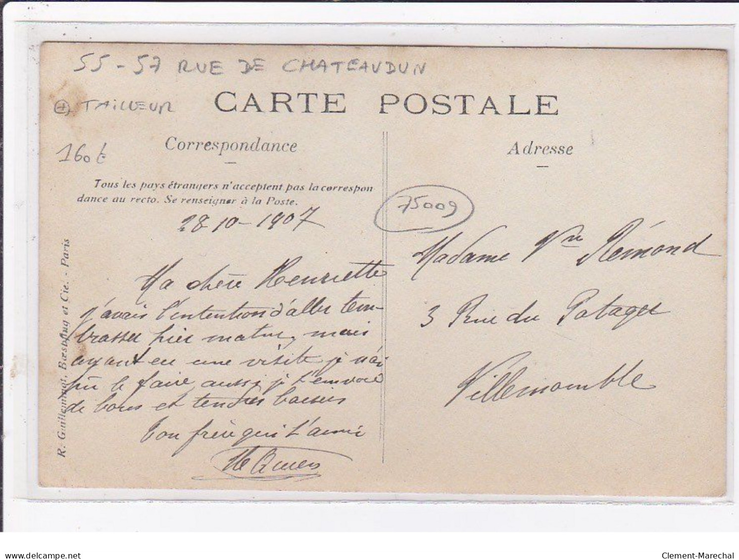 PARIS 9 ème : Carte Photo Du Magasin De Soieries Et Fourrures DESGRANGES Au 55-57 Rue De Chateaudun - Très Bon état - Paris (09)