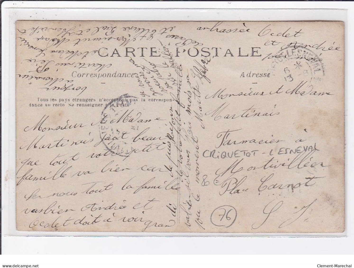 CRIQUETOT L'ESNEVAL (cachet De Départ) : Carte Photo D'une Maison - Très Bon état - Montivilliers