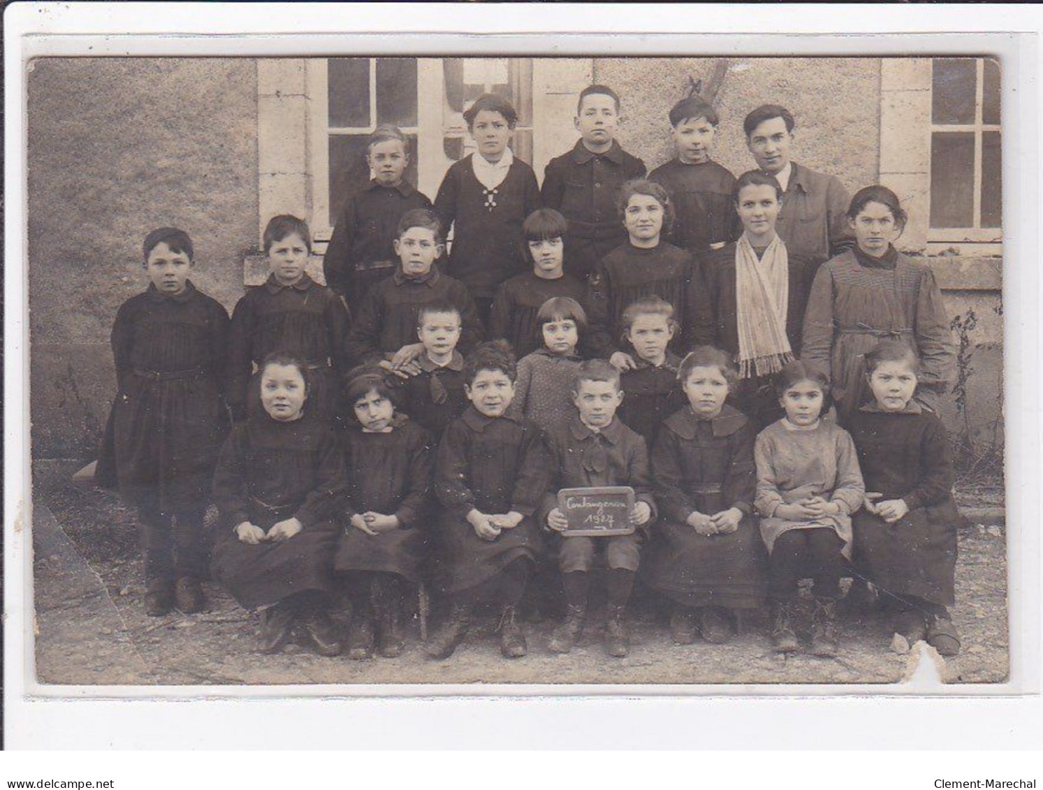 COULANGERON : Carte Photo D'une Classe D'école En 1927 - état - Andere & Zonder Classificatie