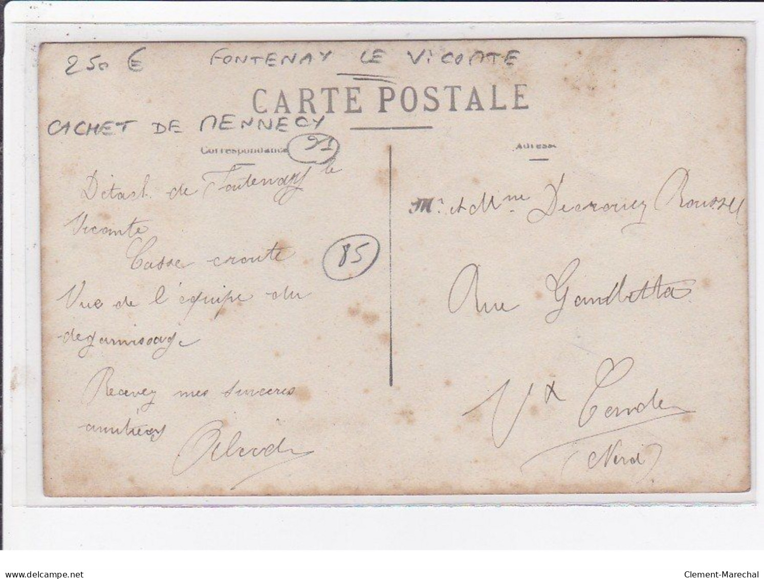FONTENAY LE VICOMTE (COMTE) : Carte Photo De L'équipe De Dégarnissage - Chemin De Fer - Très Bon état - Fontenay Le Comte