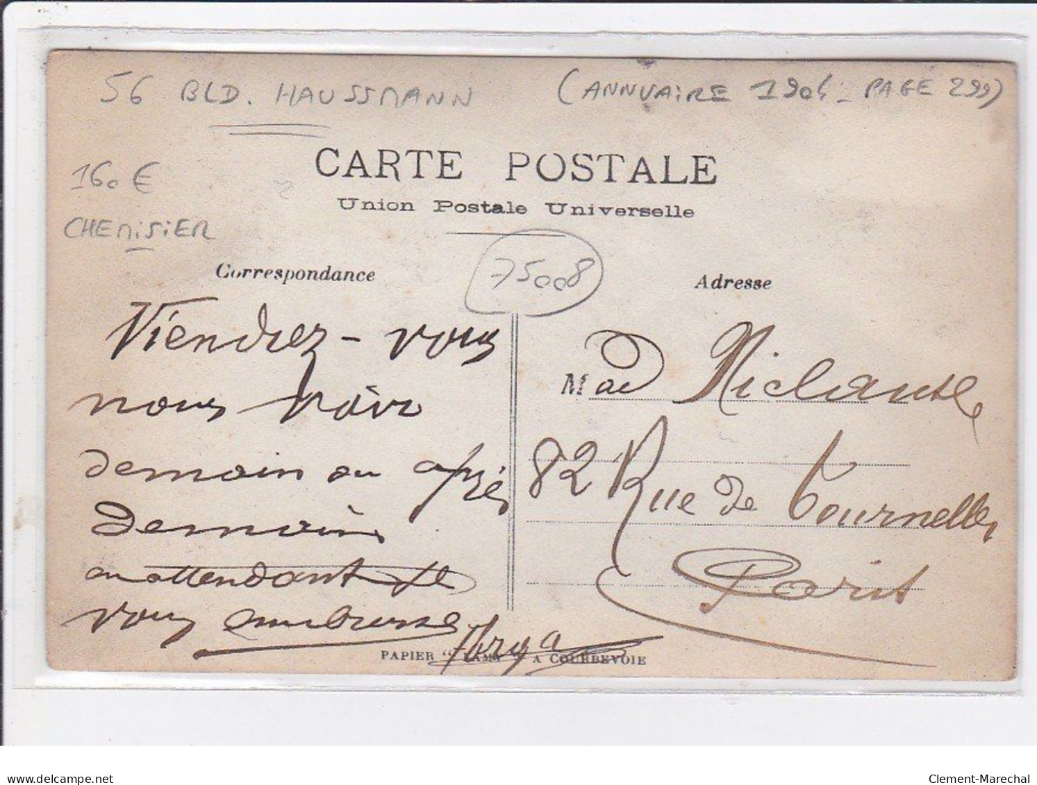 PARIS 8ème : Carte Photo Du Magasin FORGA Au 56 Boulevard Haussmann (tailleur - Chemisier) - Très Bon état - Distretto: 08