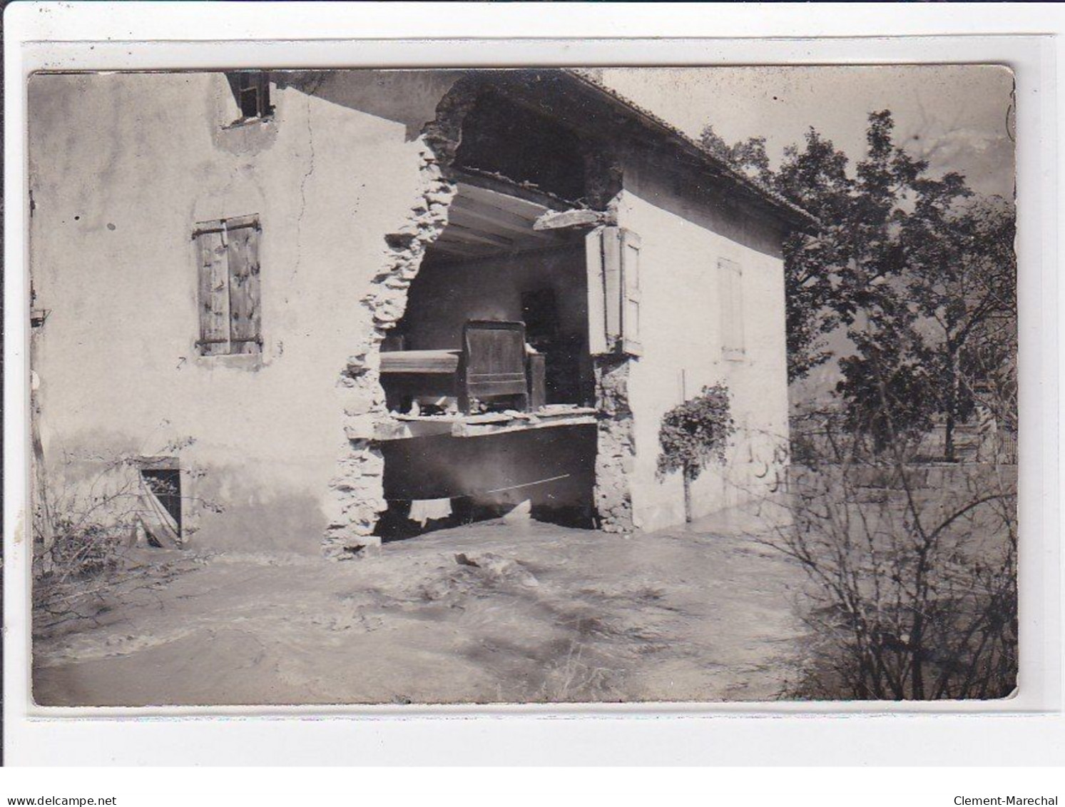 VEUREY : lot de 4 cartes photo des inondation en 1928 - très bon état